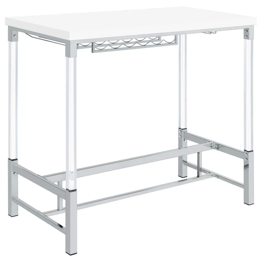 Norcrest - Acrylic Leg Bar Table - White High Gloss - Image 6