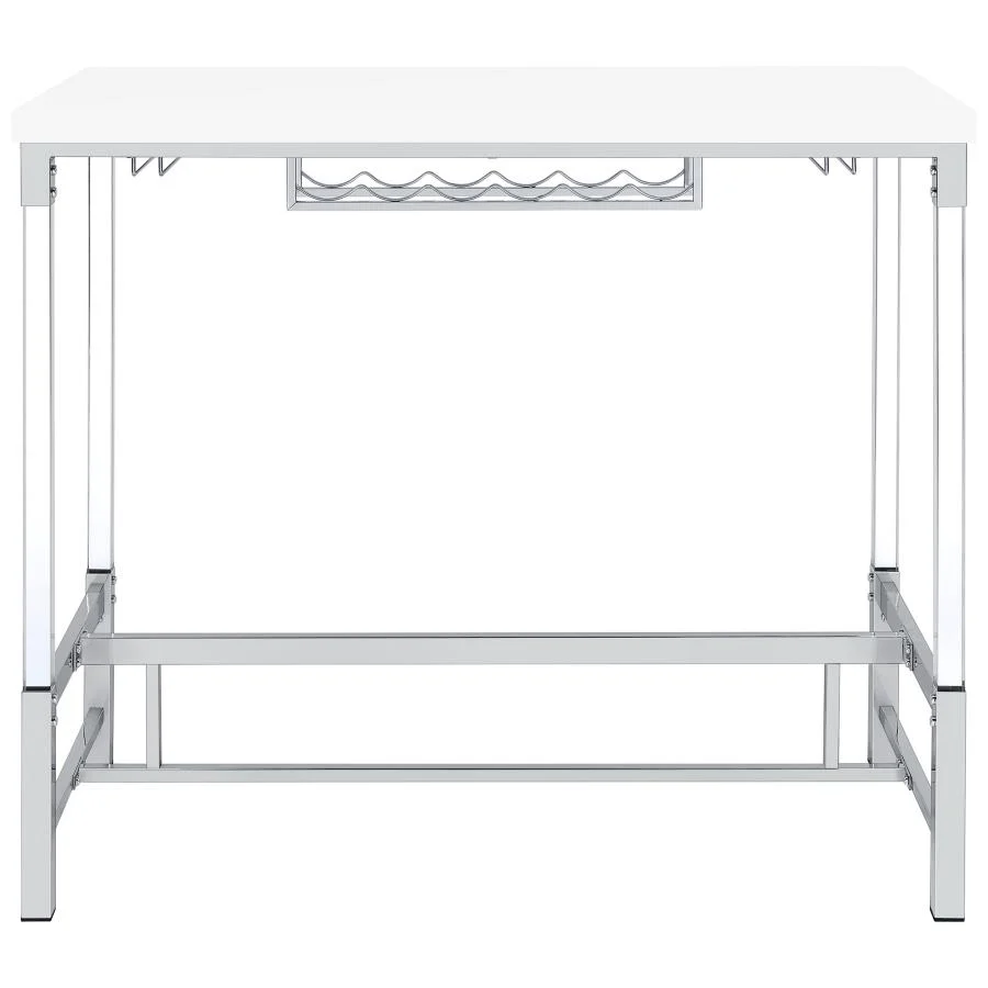 Norcrest - Acrylic Leg Bar Table - White High Gloss - Image 7