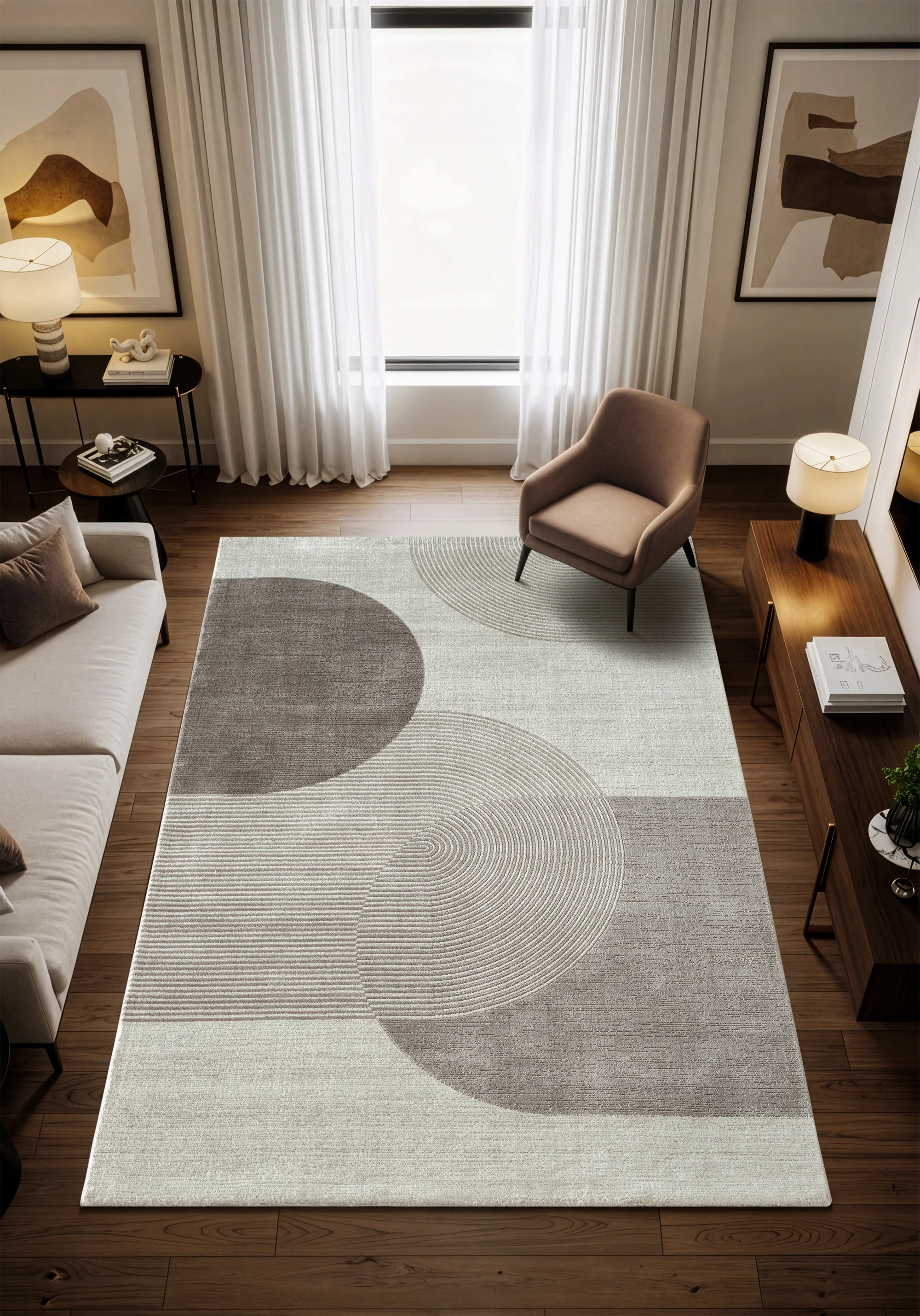 .Nubia Brown Power-Loomed Area Rug - 6' 6" x 9' 0" - Image 3