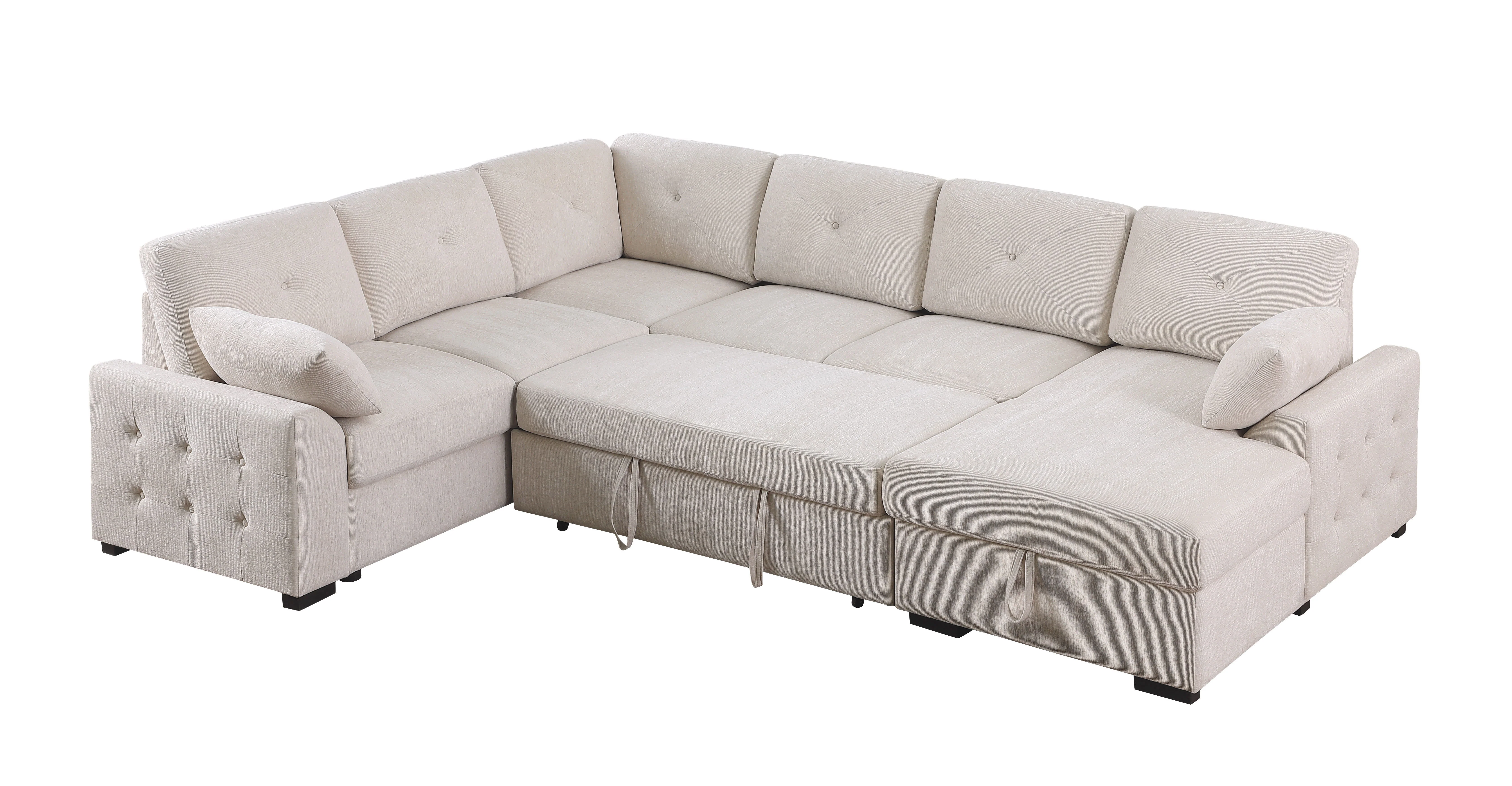 Nyhan - Upholstered Corner Sectional With Pull Out Loveseat And Storaged Chaise - Image 4