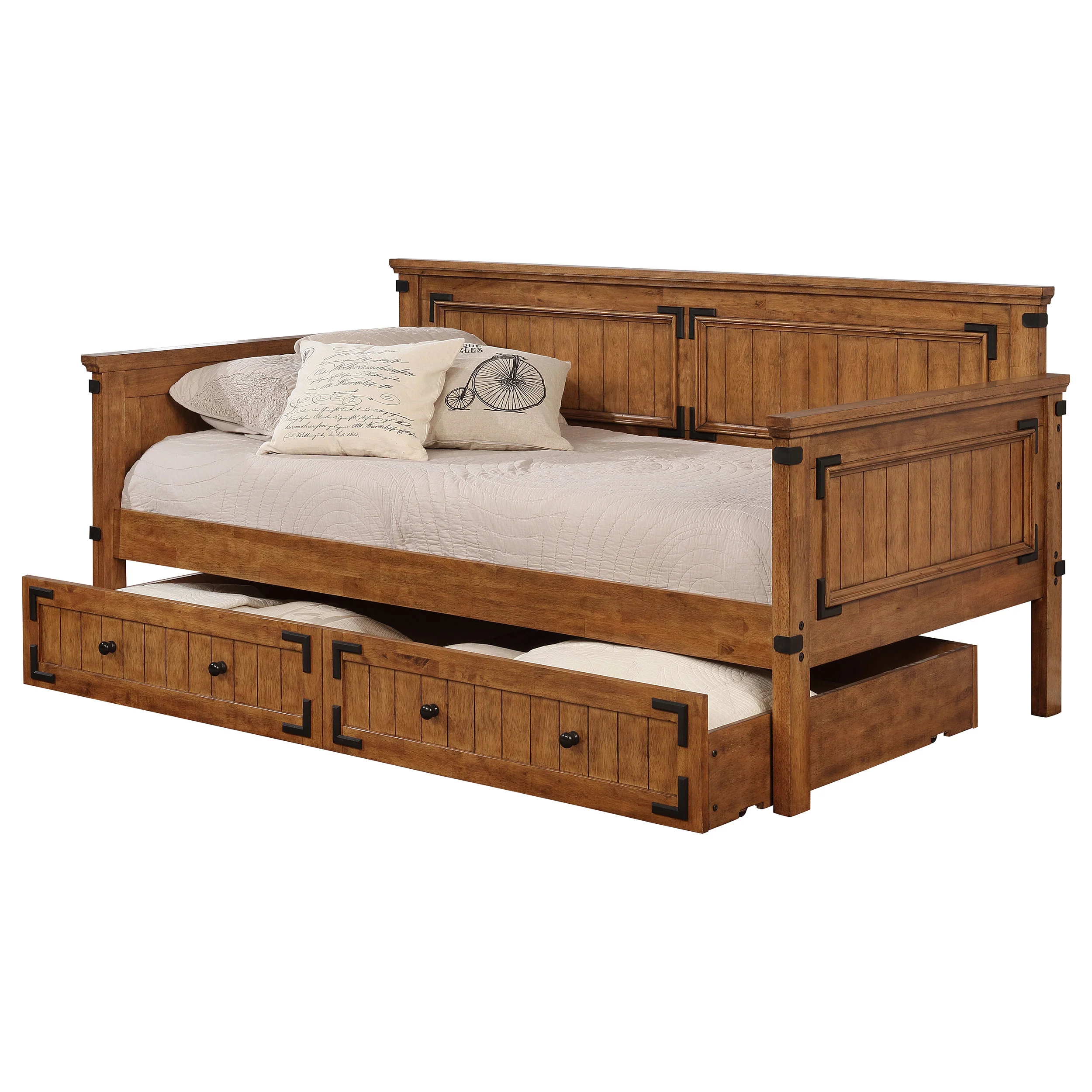 Oakdale - Wood Twin Daybed with Trundle - Rustic Honey - Image 9