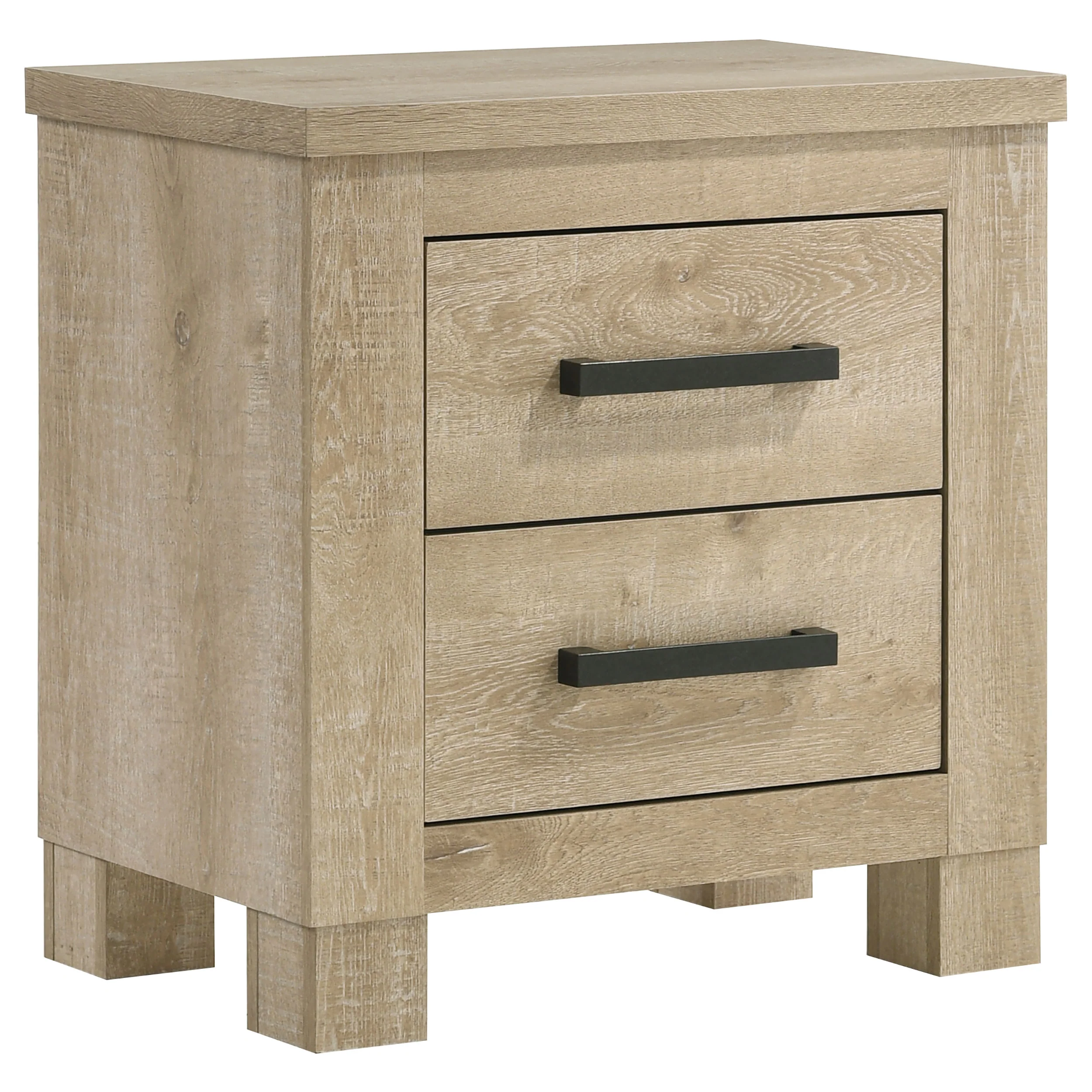 Oakglen - 2-Drawer Nightstand Bedside Table - Weathered Oak - Image 15