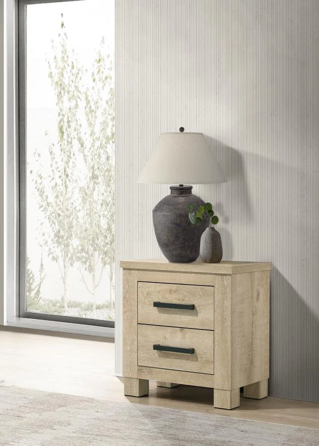 Oakglen - 2-Drawer Nightstand Bedside Table - Weathered Oak - Image 2