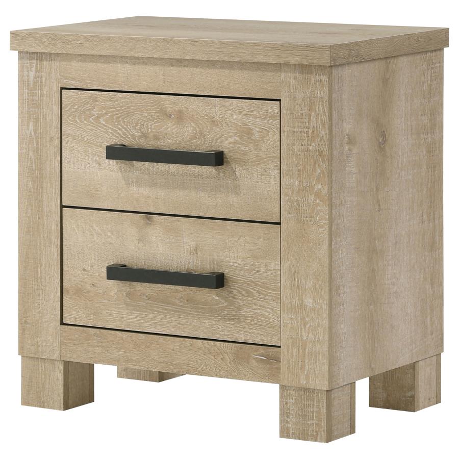 Oakglen - 2-Drawer Nightstand Bedside Table - Weathered Oak - Image 4