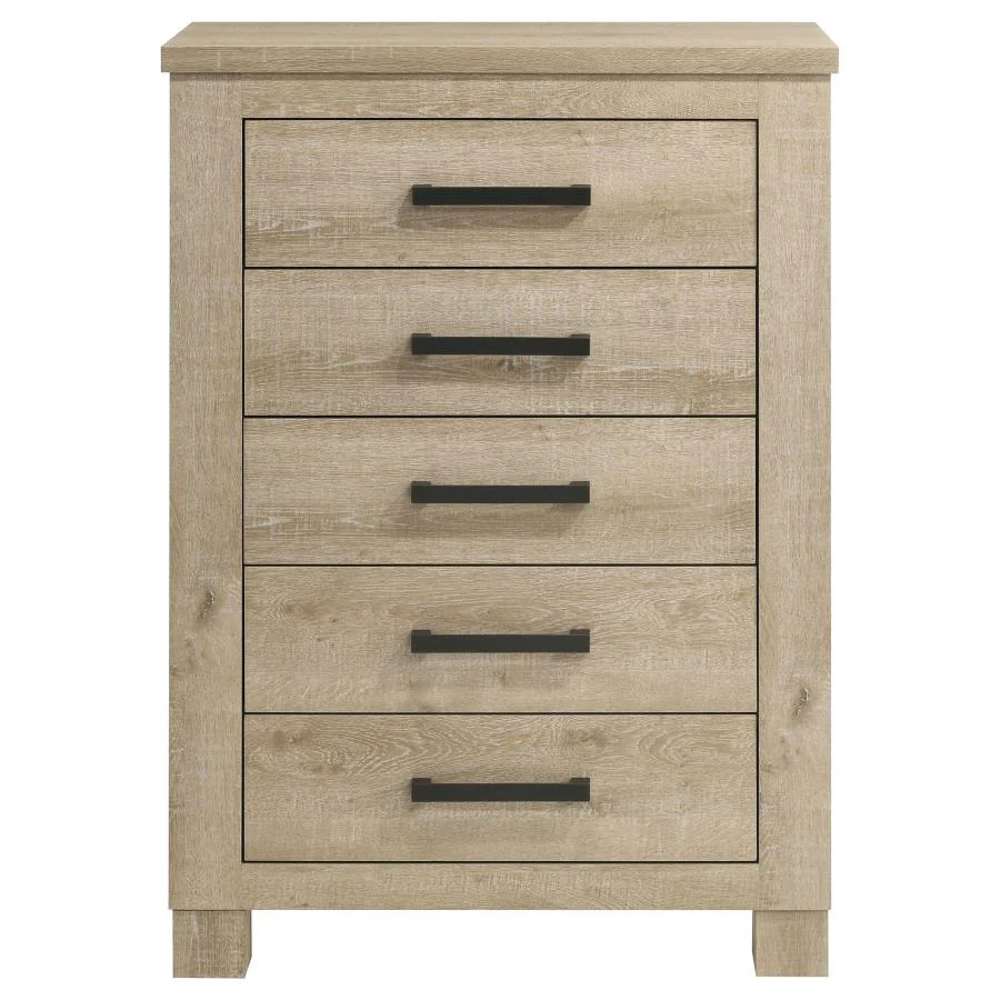 Oakglen - 5-Drawer Bedroom Chest Of Drawers - Weathered Oak - Image 3
