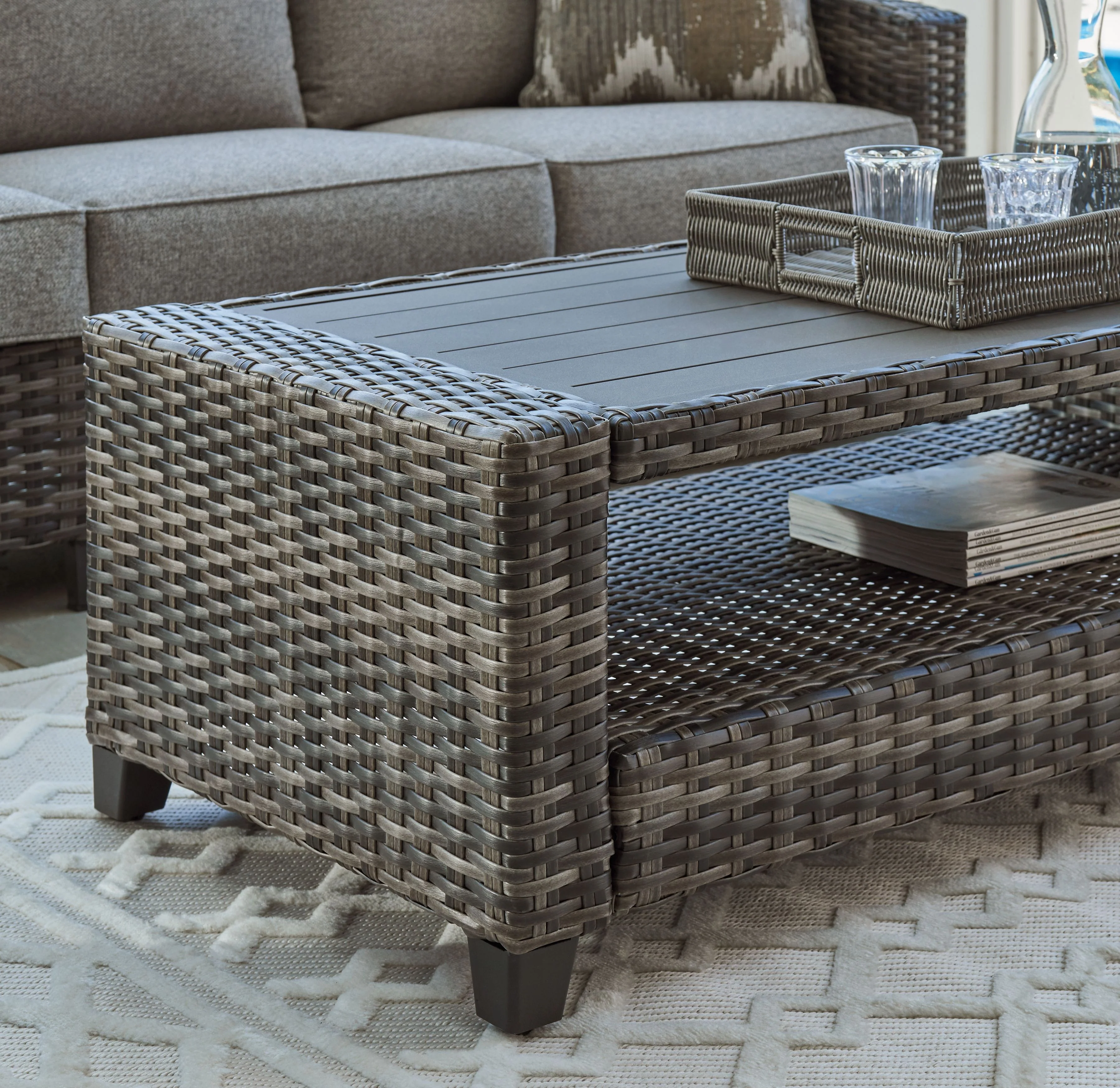 Oasis Court - Sofa, Chairs, Table Set (Set of 4) - Gray - Image 3