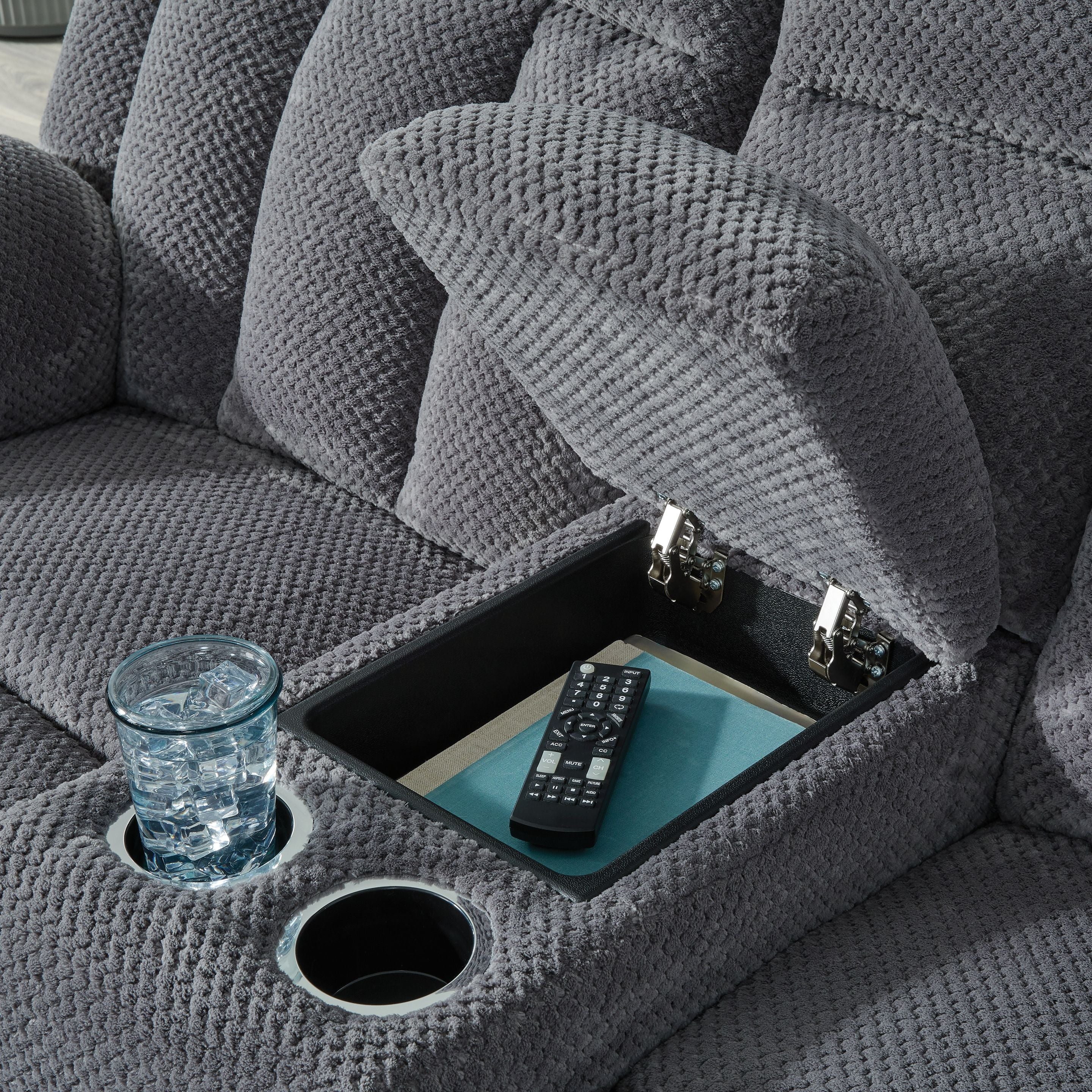 Observation - Double Reclining Power Loveseat With Console - Steel - Image 4