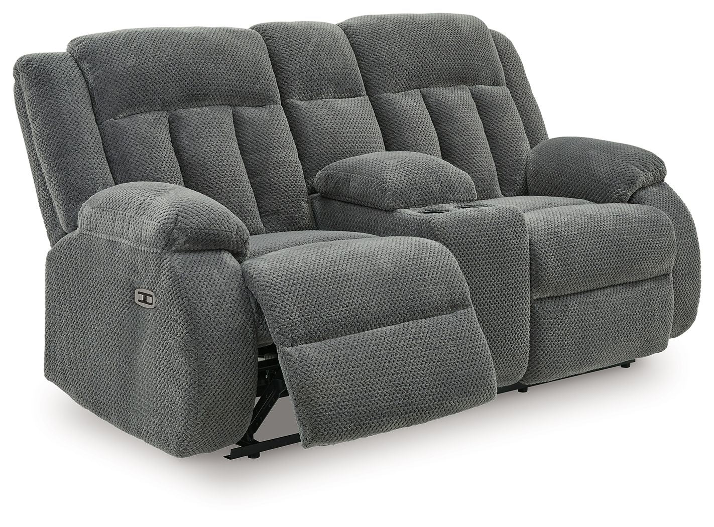 Observation - Double Reclining Power Loveseat With Console - Steel - Image 5