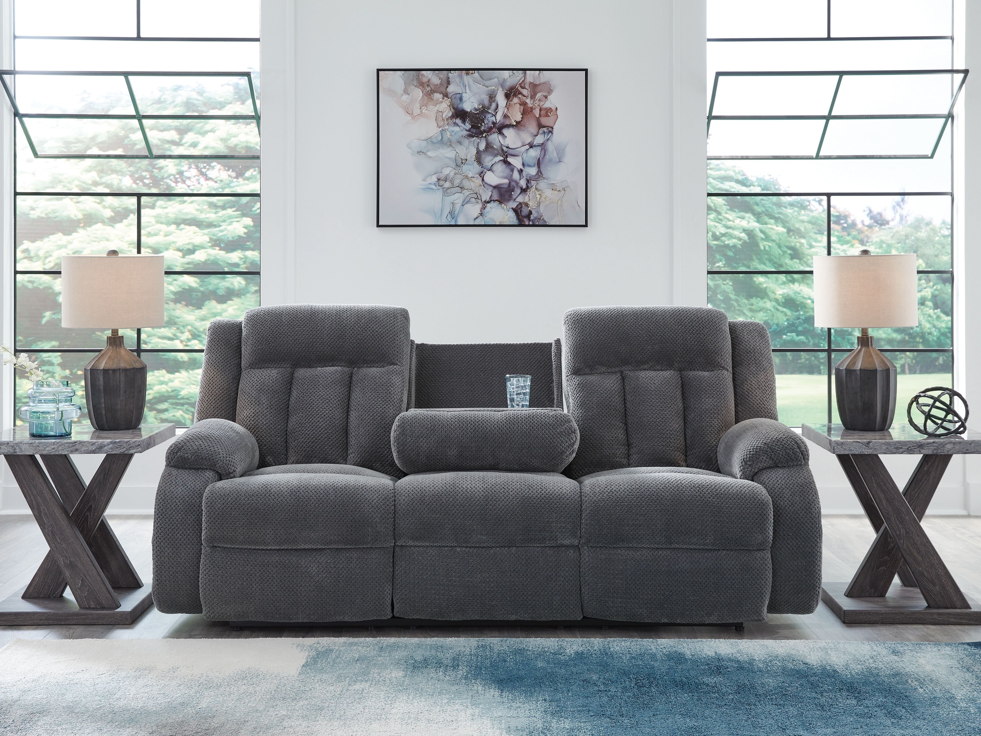 Observation - Reclining Power Sofa With Drop Down Table - Steel - Image 6