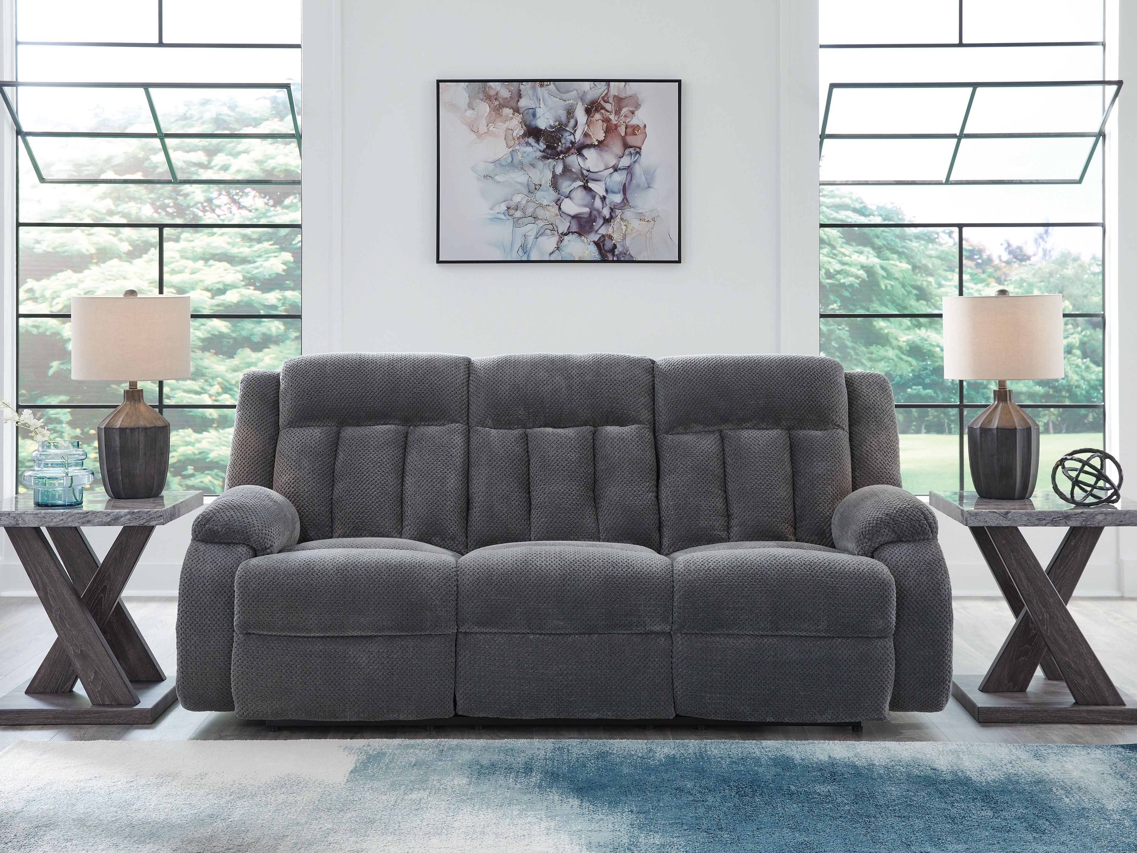 Observation - Reclining Power Sofa With Drop Down Table - Steel - Image 8