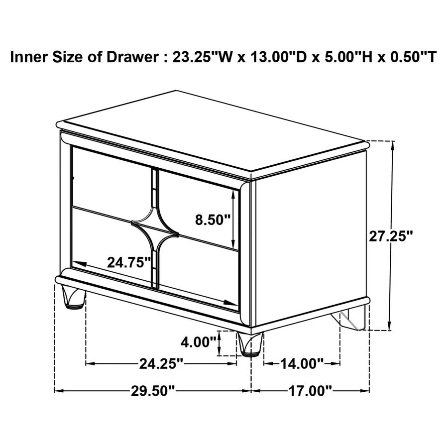 Olivia - 2-Drawer Nightstand Bedside Table - Pearl White - Image 16