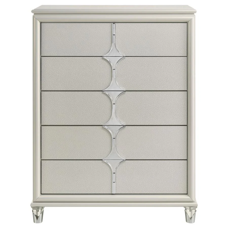 Olivia - 5-Drawer Bedroom Chest Of Drawers - Pearl White - Image 3