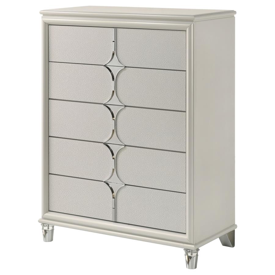 Olivia - 5-Drawer Bedroom Chest Of Drawers - Pearl White - Image 4