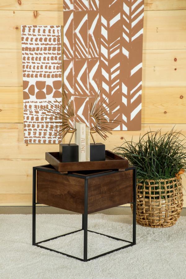 Ondrej - Square Accent Side Table Removable Tray - Dark Brown - Image 2