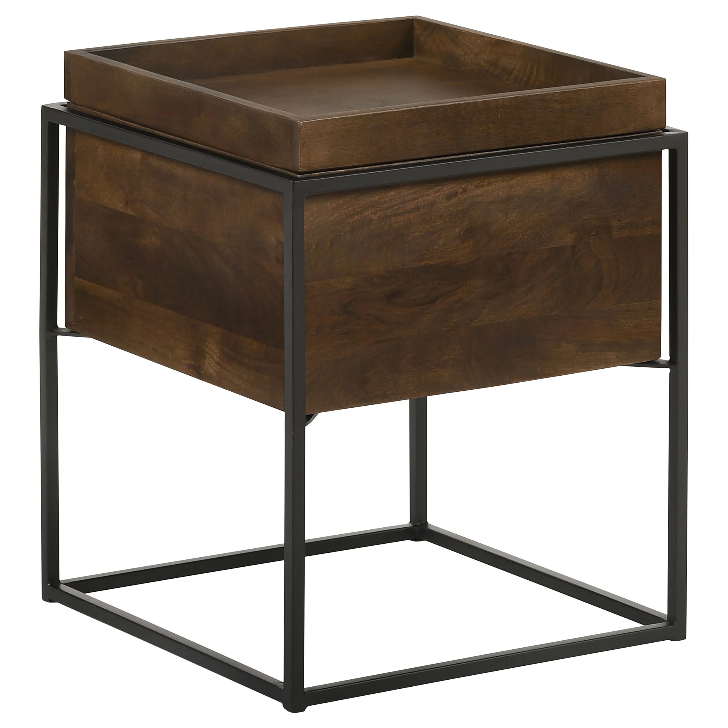 Ondrej - Square Accent Side Table Removable Tray - Dark Brown - Image 7