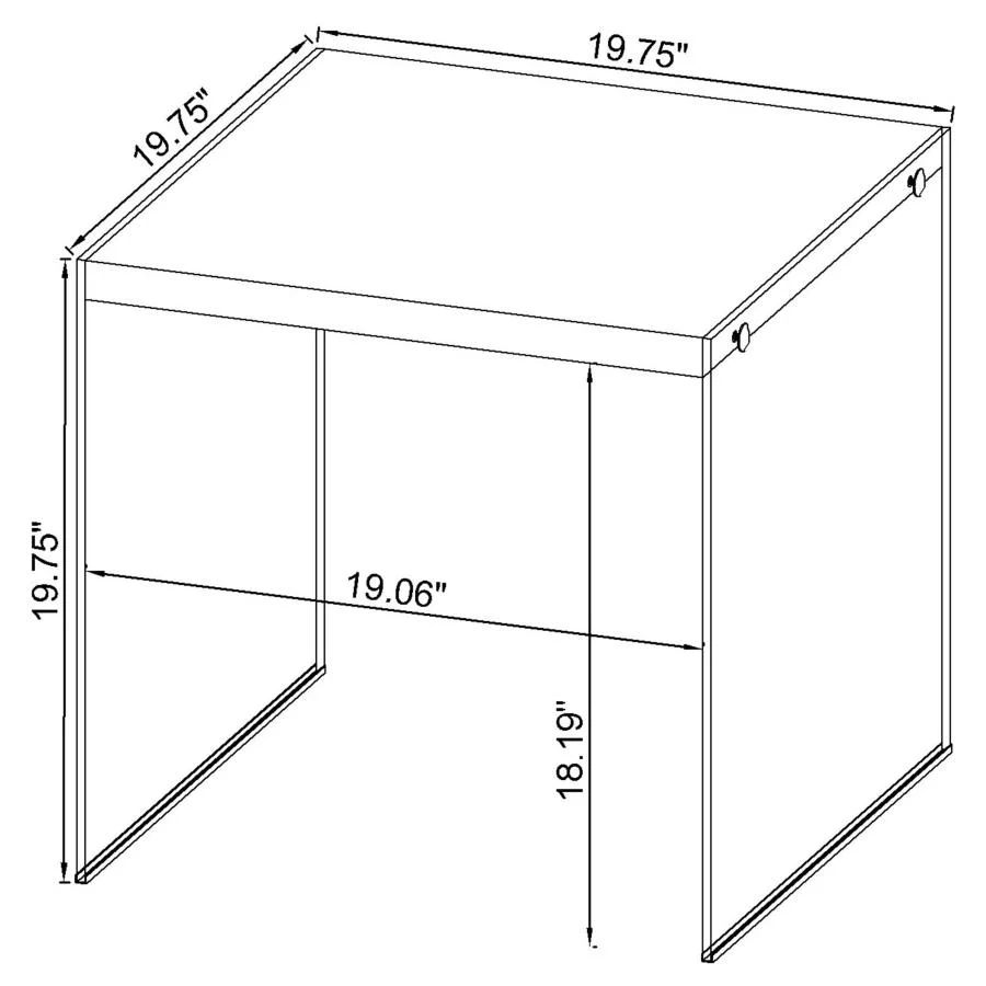 Opal Square Glass Frame Side End Table White High Gloss - Image 9