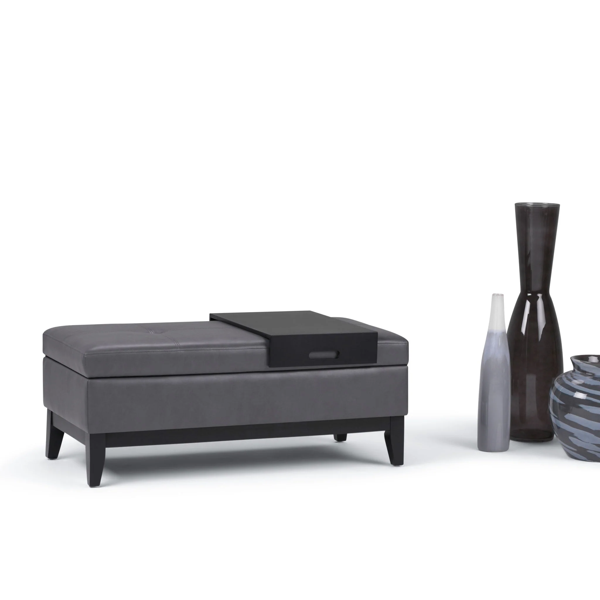 Oregon - Contemporary Storage Ottoman Bench With Tray - Image 45