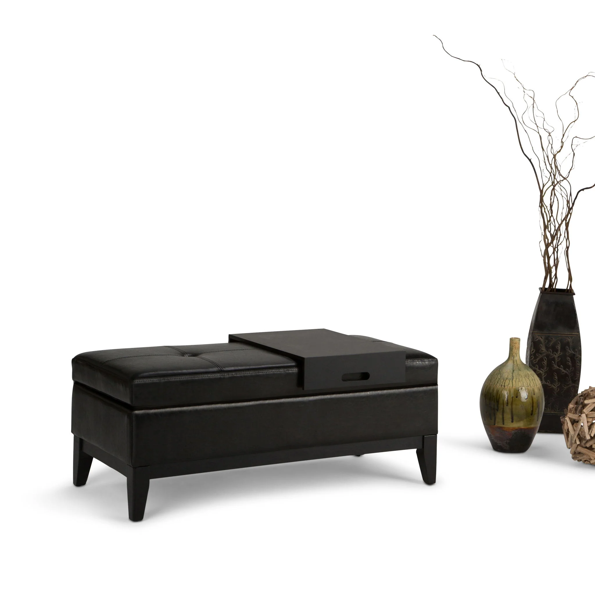 Oregon - Contemporary Storage Ottoman Bench With Tray - Image 7