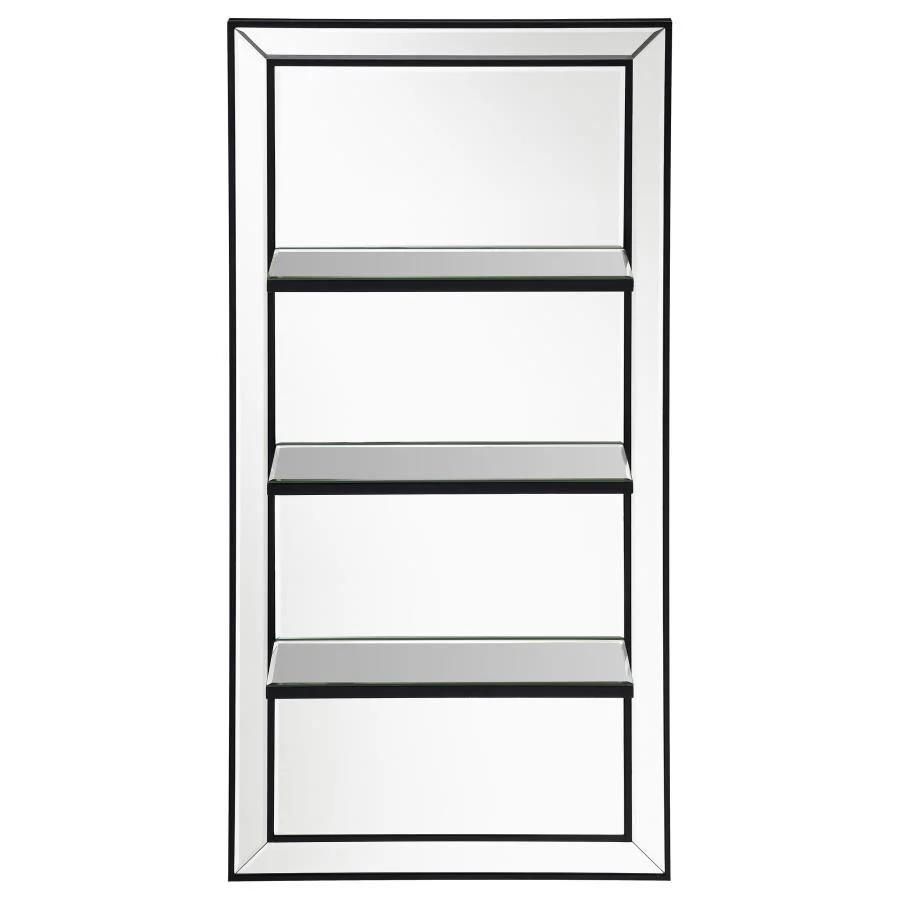 Oriel - Rectangular 3-Shelf Wall Mirror - Silver - Image 3