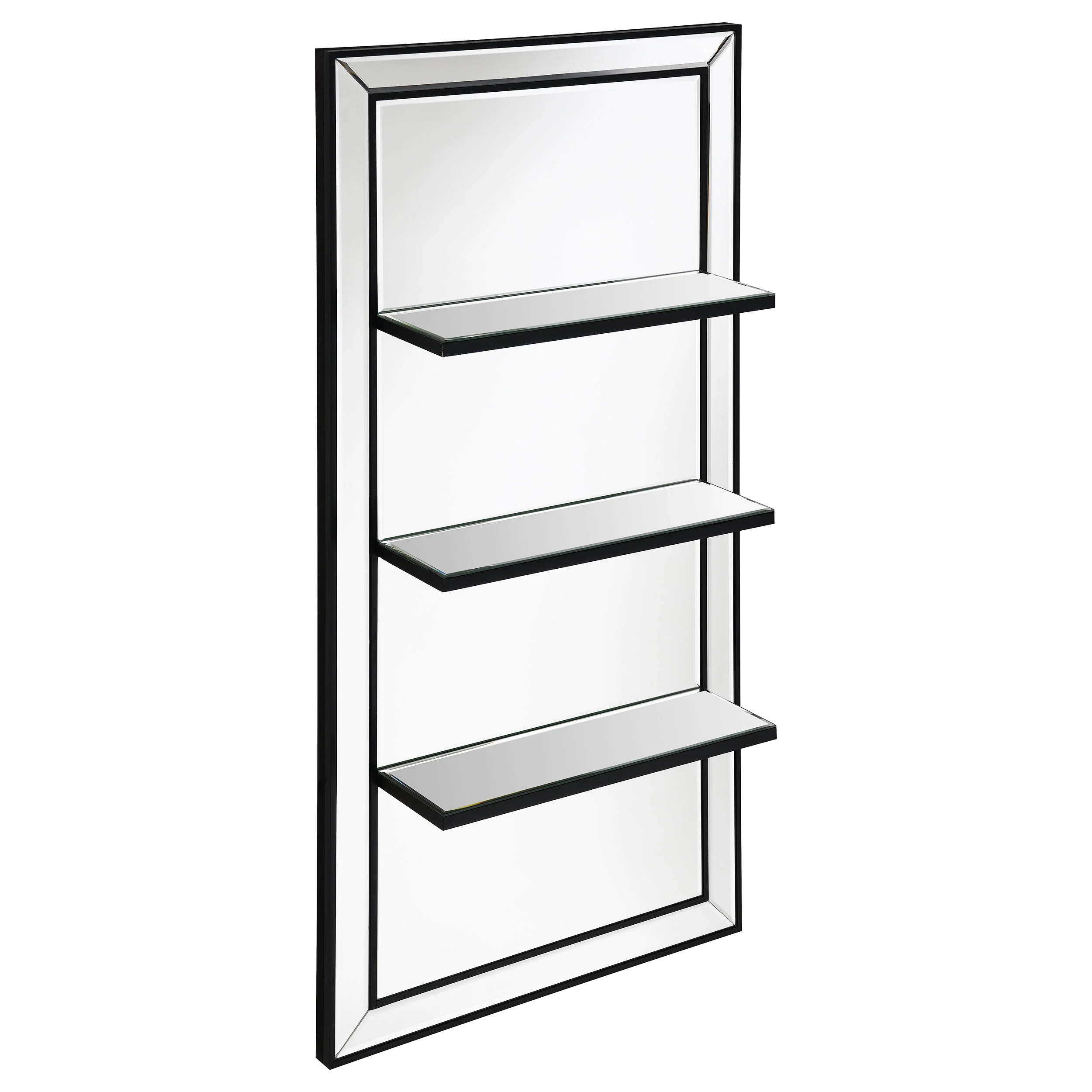 Oriel - Rectangular 3-Shelf Wall Mirror - Silver - Image 8