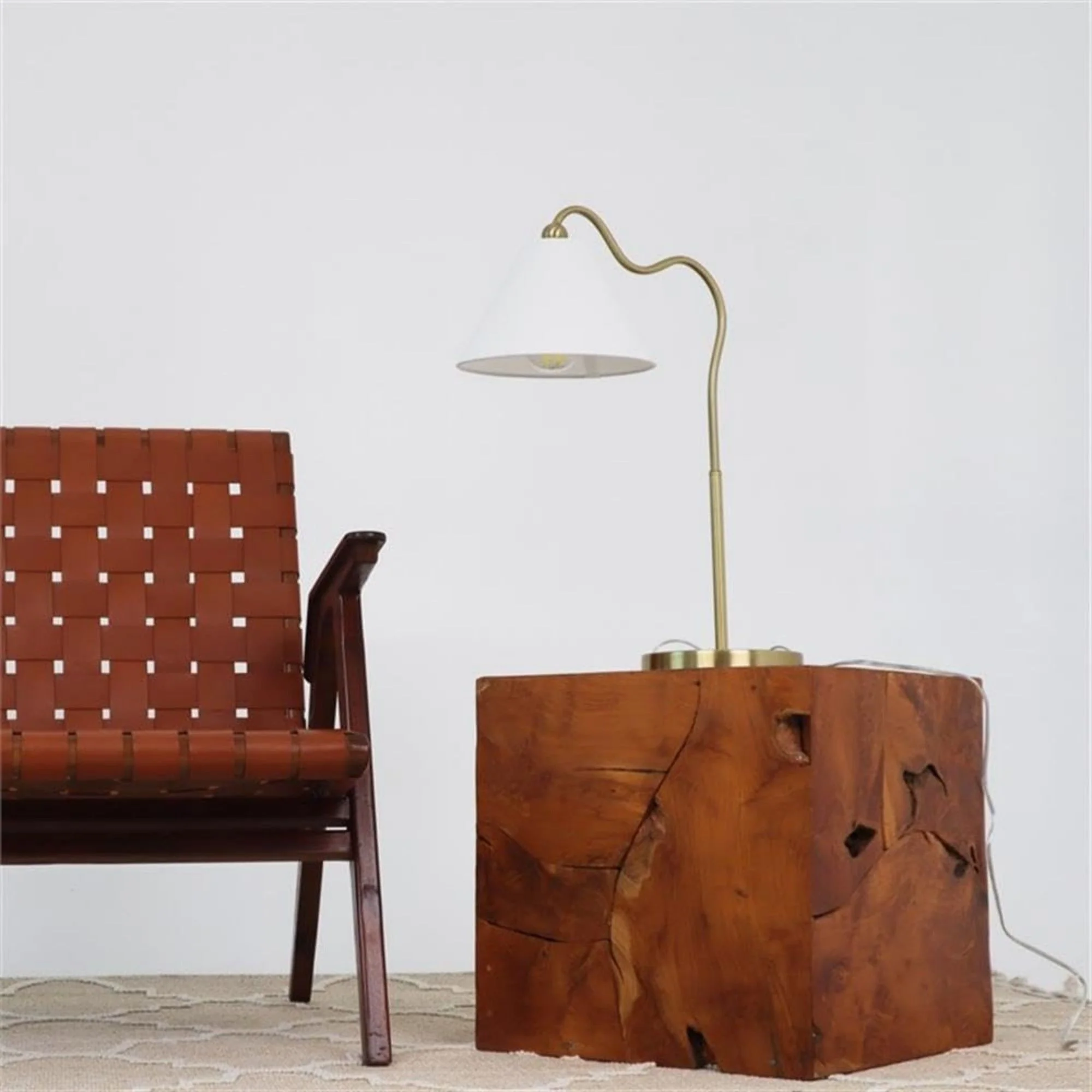 Ornate - Ring Base Curved Table Lamp With Triangle Drum Shade - Gold / White - Image 8