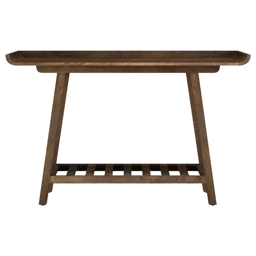 Ornelas - Console Table With Slatted Shelf - Mango Brown - Image 3