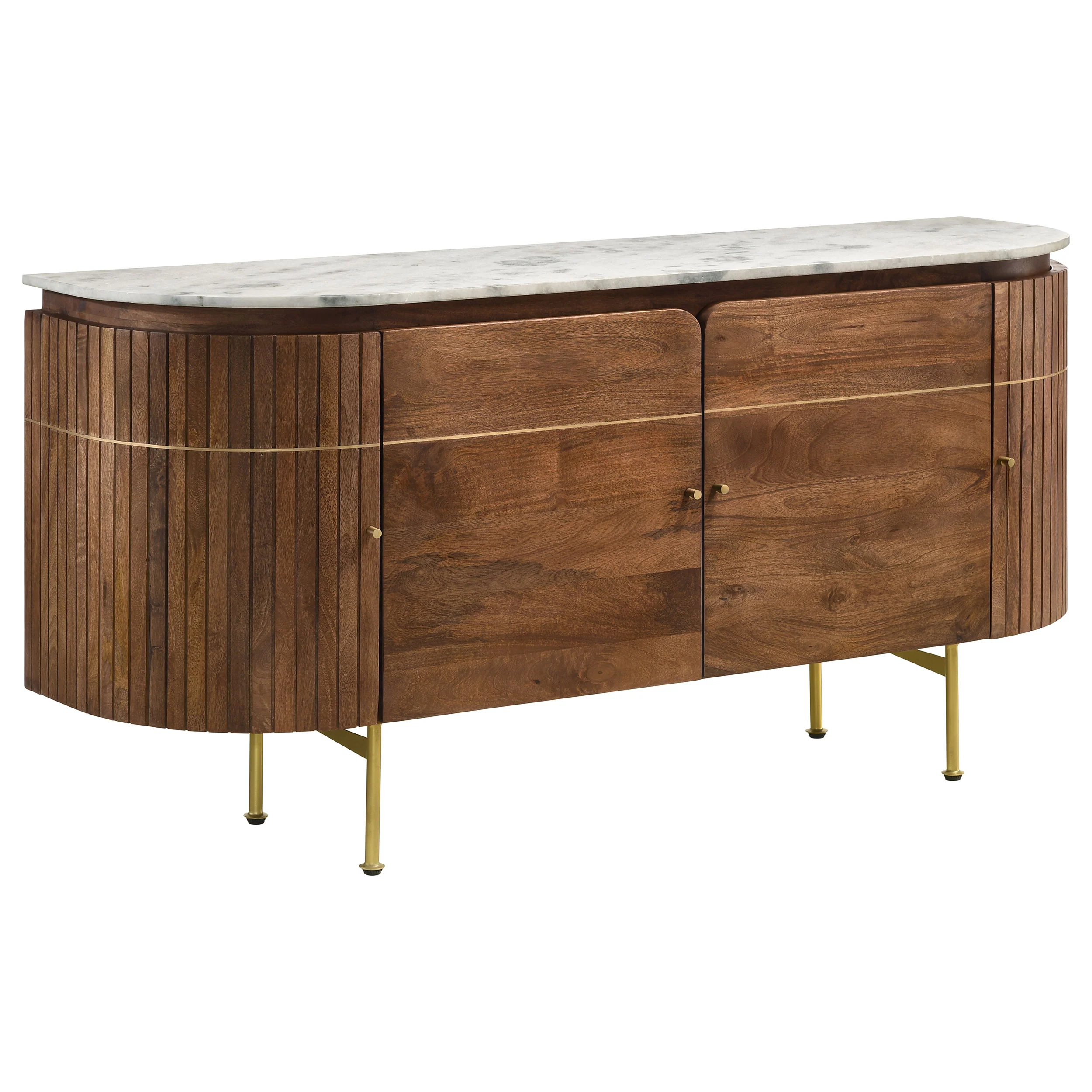 Ortega - 4 Door Marble Top Sideboard Buffet Cabinet - Natural - Image 14
