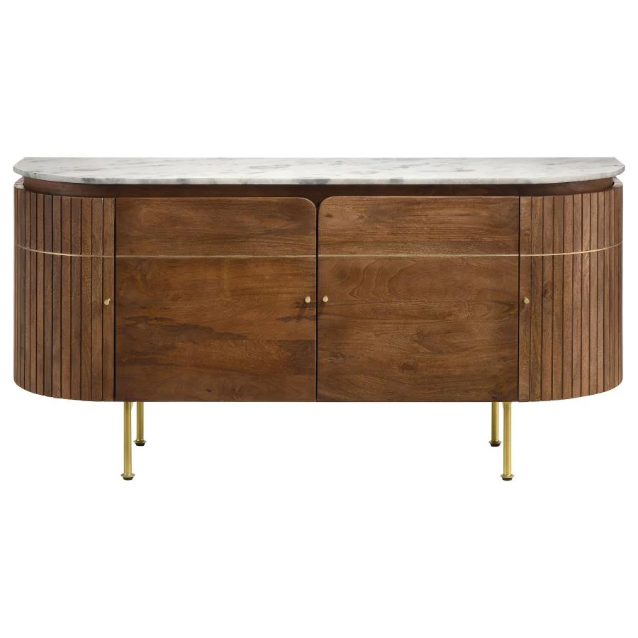 Ortega - 4 Door Marble Top Sideboard Buffet Cabinet - Natural - Image 4