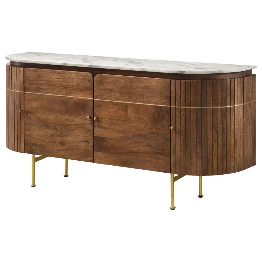 Ortega - 4 Door Marble Top Sideboard Buffet Cabinet - Natural - Image 6