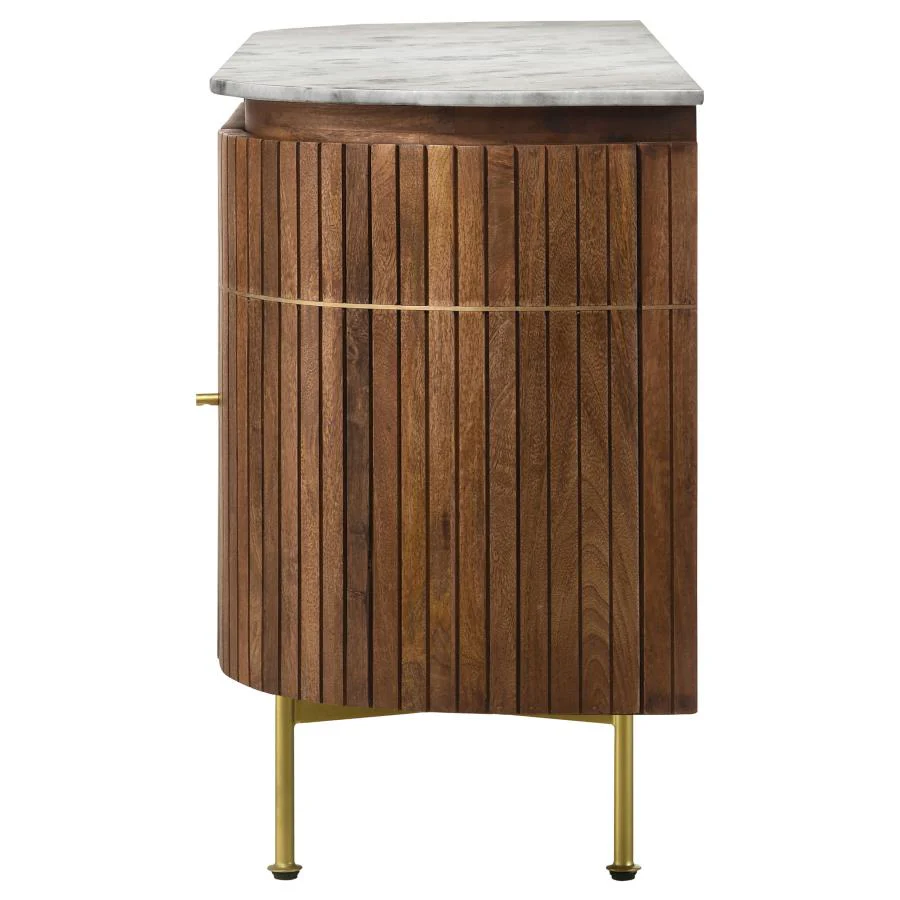 Ortega - 4 Door Marble Top Sideboard Buffet Cabinet - Natural - Image 7