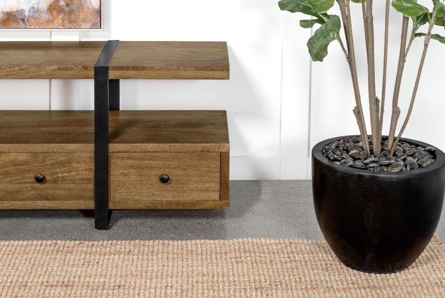 Otto - 5-Drawer Mango Wood TV Stand Media Console - Brown - Image 13