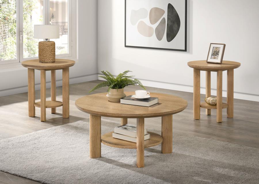 Ottowa - Round Wood Coffee Table Set - Image 2