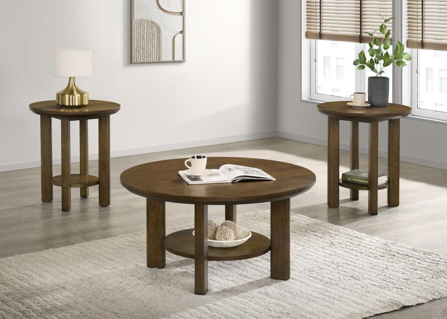 Ottowa - Round Wood Coffee Table Set - Image 4