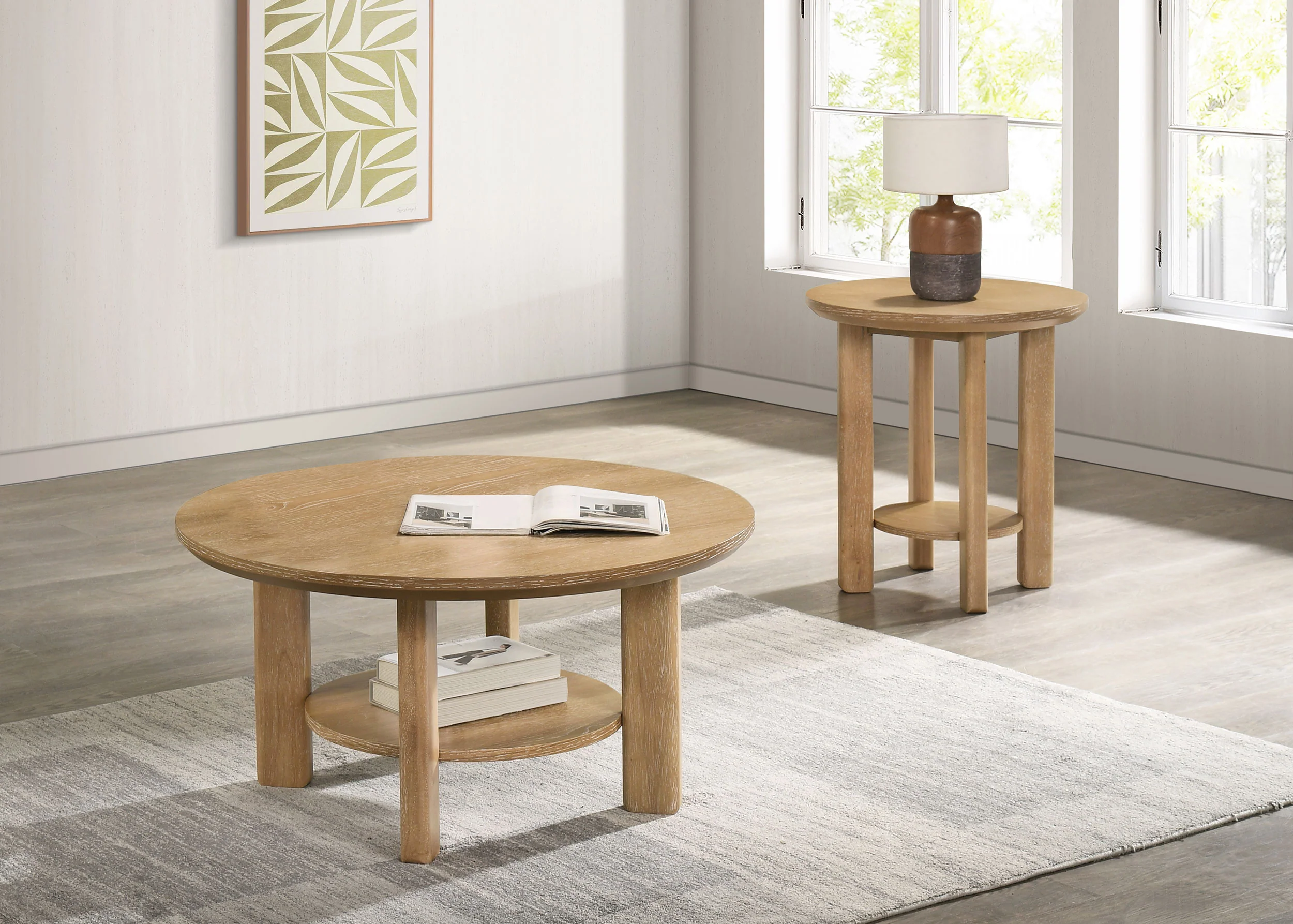Ottowa - Round Wood Coffee Table Set - Image 49