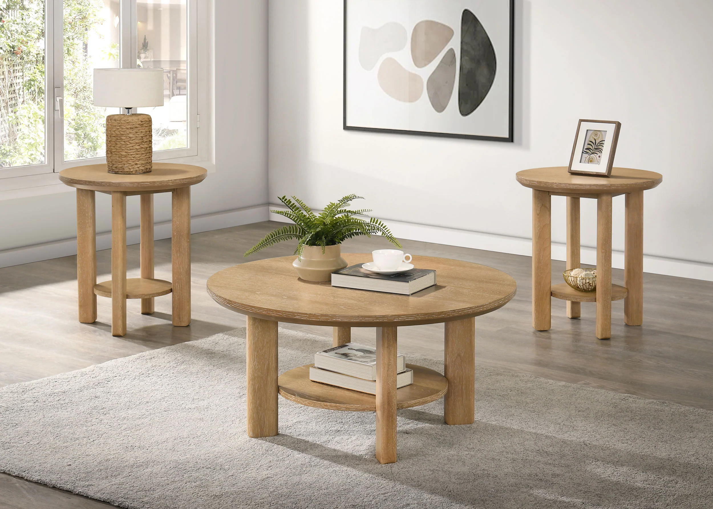 Ottowa - Round Wood Coffee Table Set - Image 50