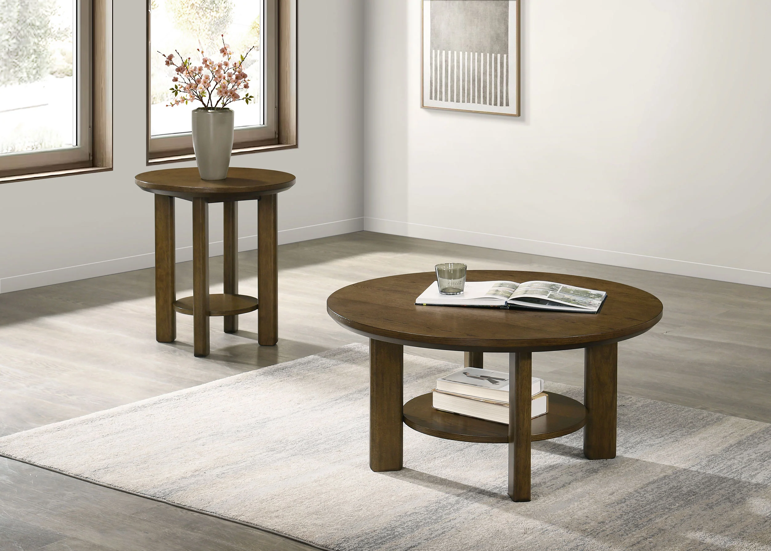 Ottowa - Round Wood Coffee Table Set - Image 51