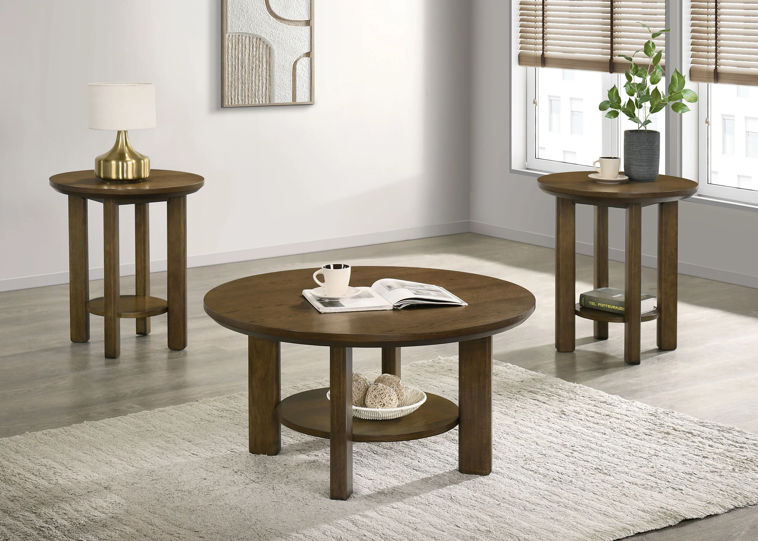Ottowa - Round Wood Coffee Table Set - Image 52