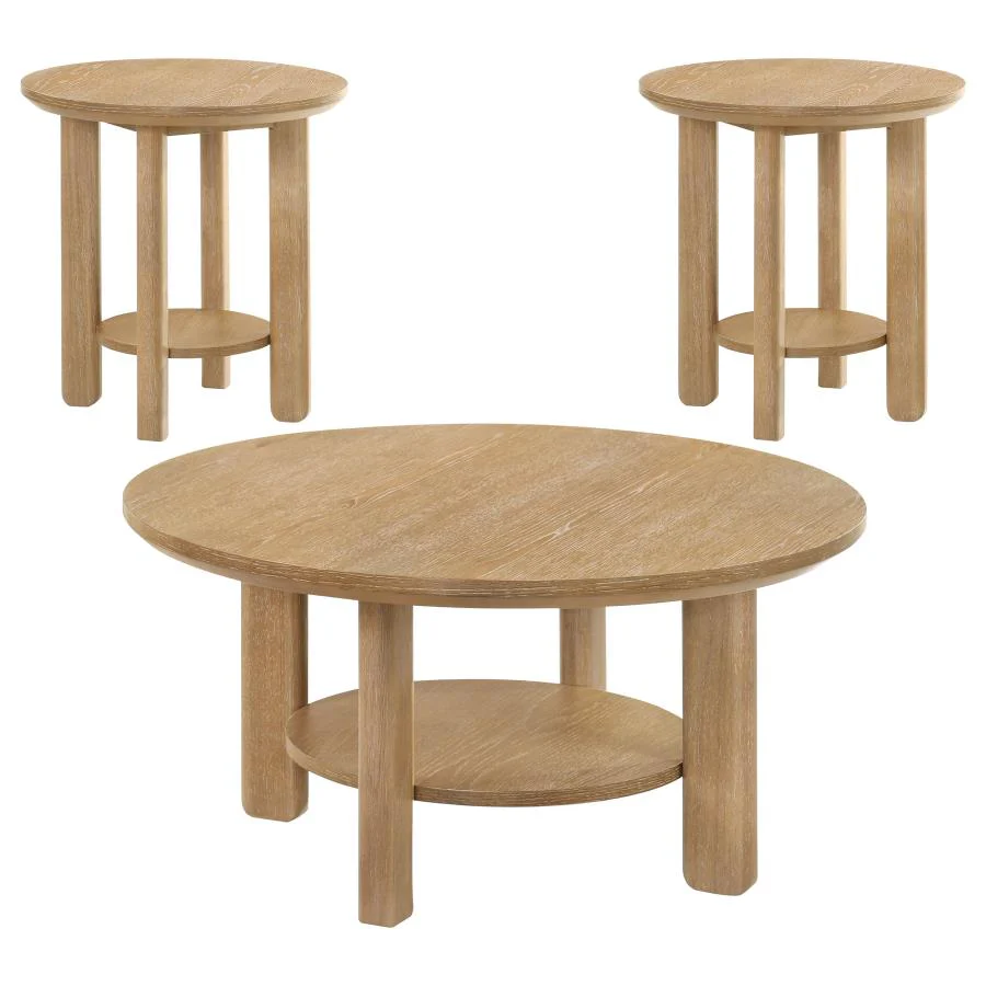 Ottowa - Round Wood Coffee Table Set - Image 6