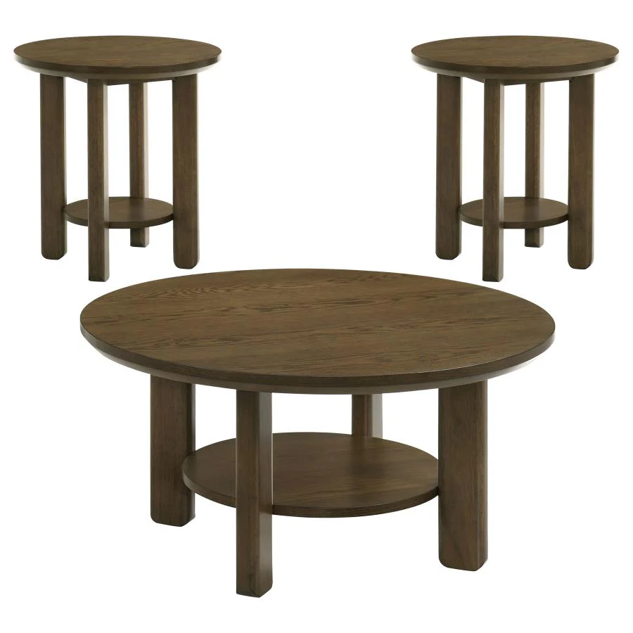 Ottowa - Round Wood Coffee Table Set - Image 8