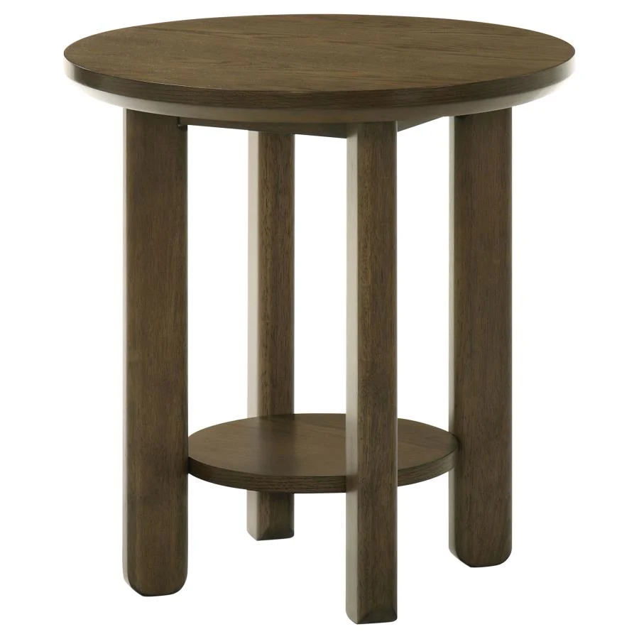 Ottowa - Round Wood Table With Shelf - Image 15