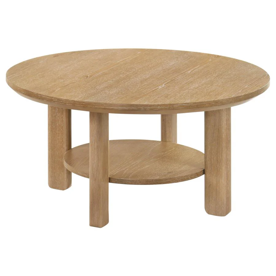 Ottowa - Round Wood Table With Shelf - Image 2