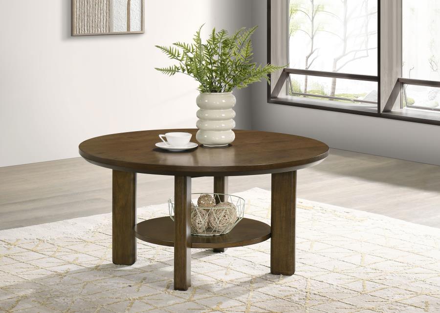 Ottowa - Round Wood Table With Shelf - Image 8
