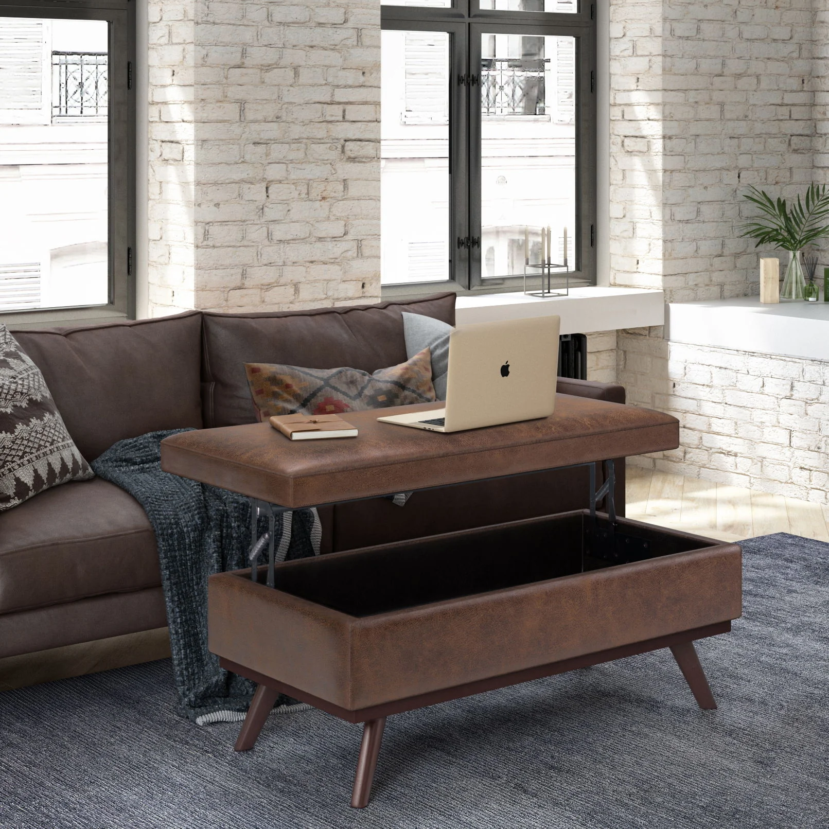 Owen - Lift Top Large Coffee Table Storage Ottoman, Mid Century Style - Image 12