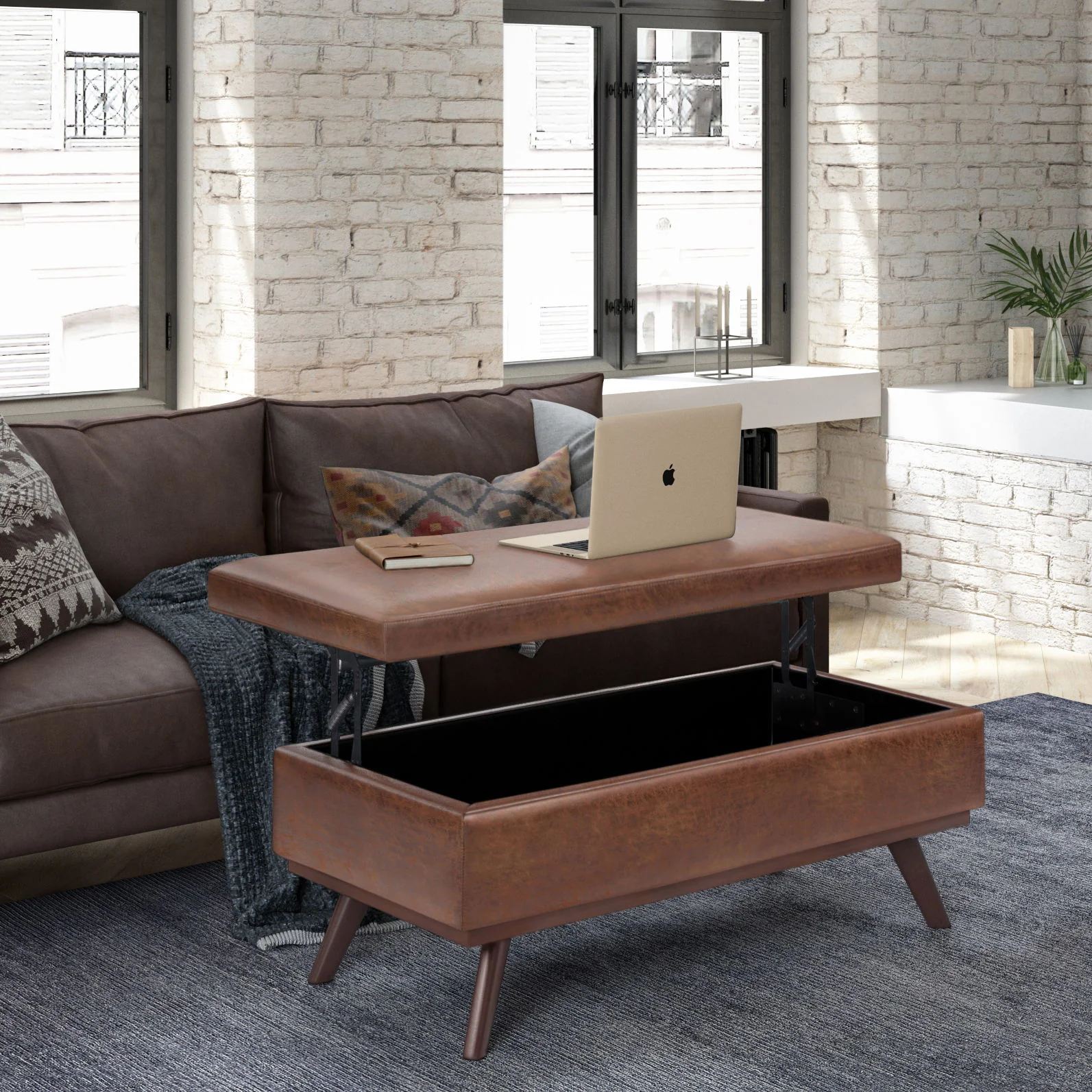 Owen - Lift Top Large Coffee Table Storage Ottoman, Mid Century Style - Image 27