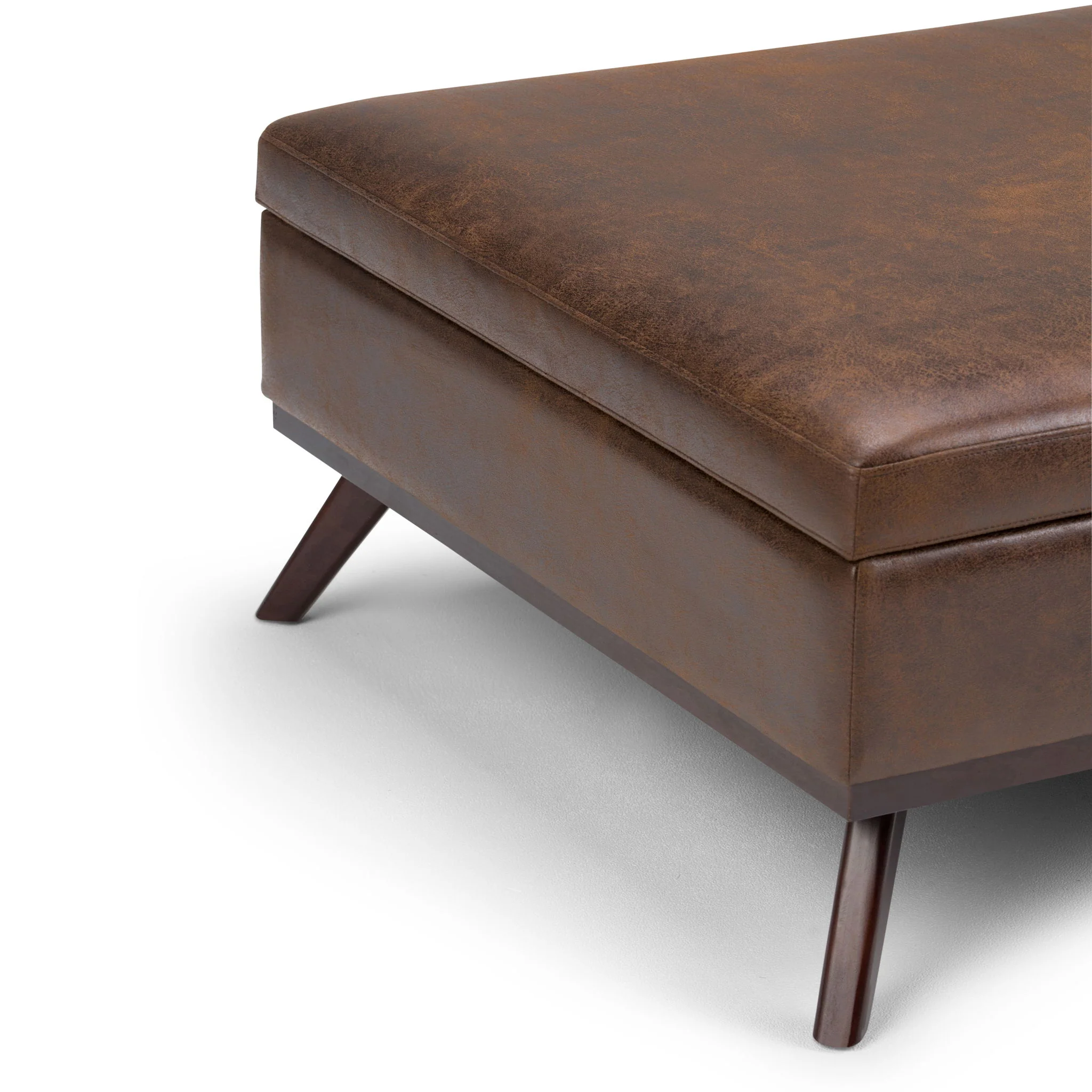 Owen - Square Coffee Table Storage Ottoman - Distressed Chestnut Brown - Image 2