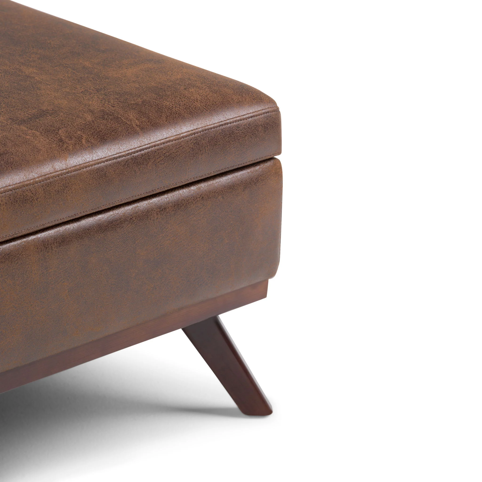 Owen - Square Coffee Table Storage Ottoman - Distressed Chestnut Brown - Image 3