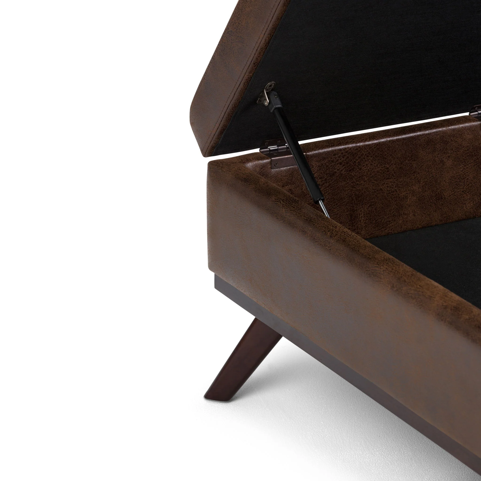 Owen - Square Coffee Table Storage Ottoman - Distressed Chestnut Brown - Image 7