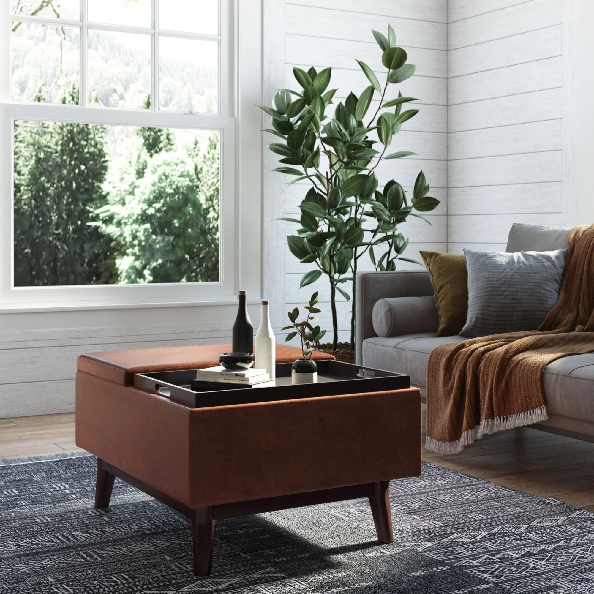 Owen - Tray Top Small Coffee Table Upholstered Storage Ottoman - Image 13