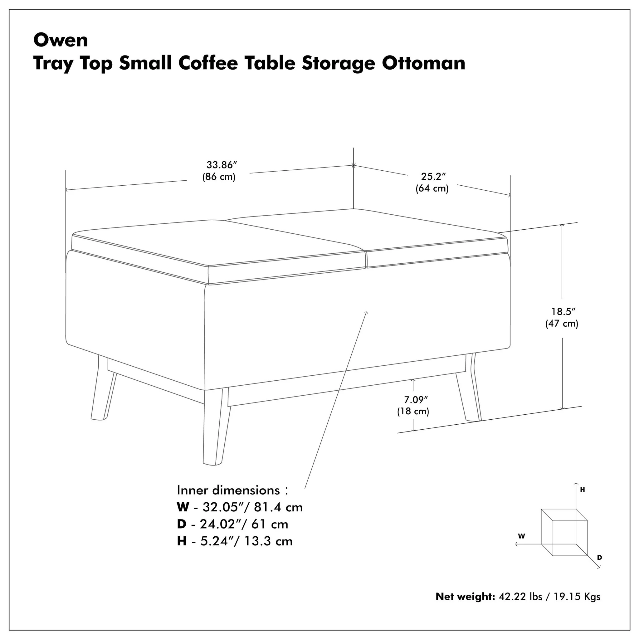 Owen - Tray Top Small Coffee Table Upholstered Storage Ottoman - Image 23