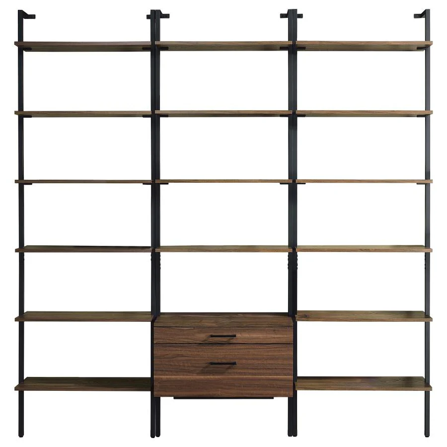Owens - 3 Piece Wall Mounted Bookshelf Set - Walnut - Image 2